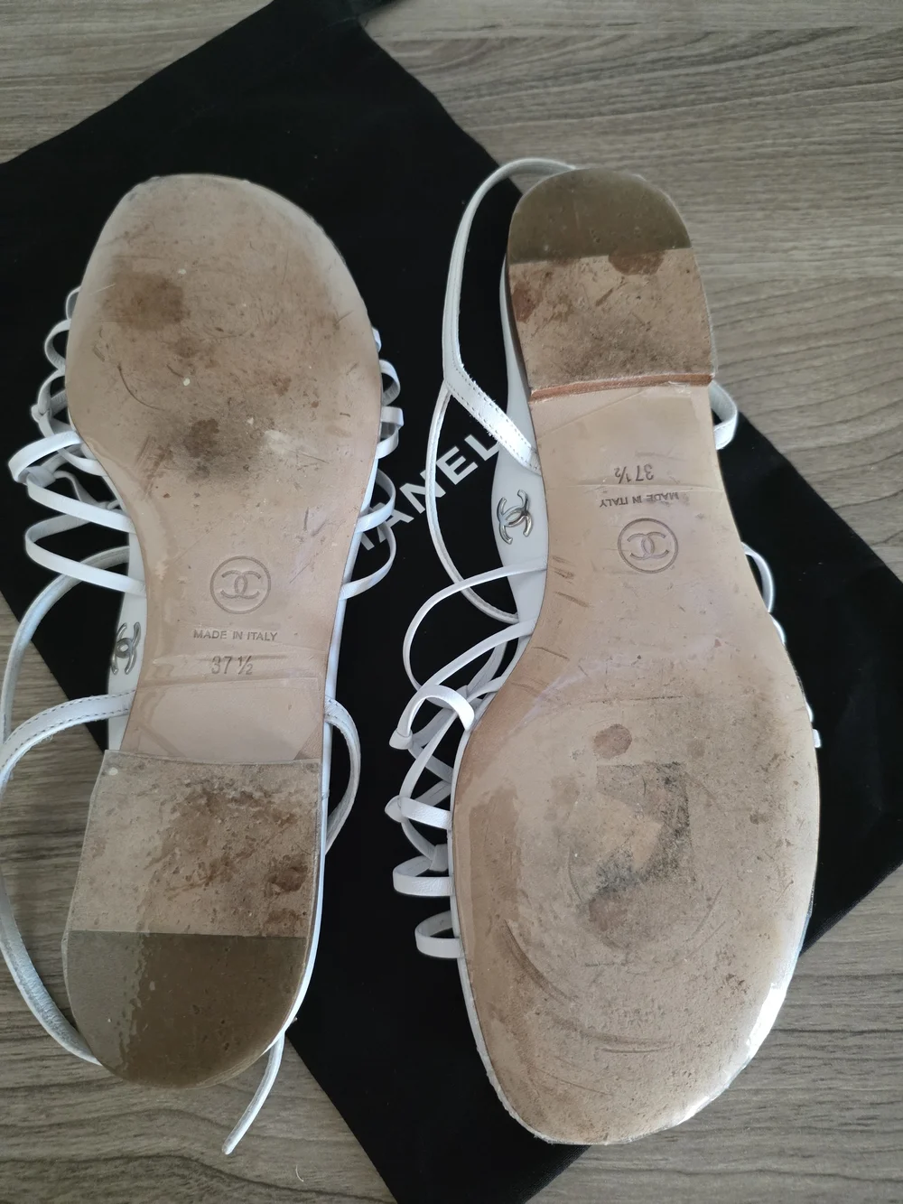 Chanel Strappy Sandals Size 37.5 Us Size 7